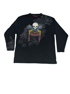 Vintage Mecca Long Sleeve Shirt Mens XL Black Skull Sword Graphic Y2K Hip Hop